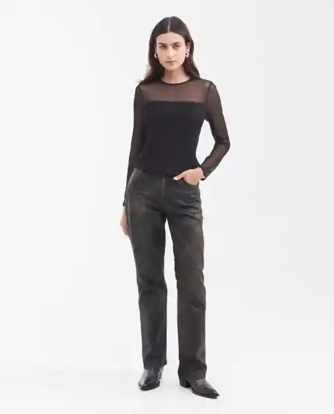Camiseta Longsleeve Mesh Top Negro Noche Ultraoscuro S Chevignon