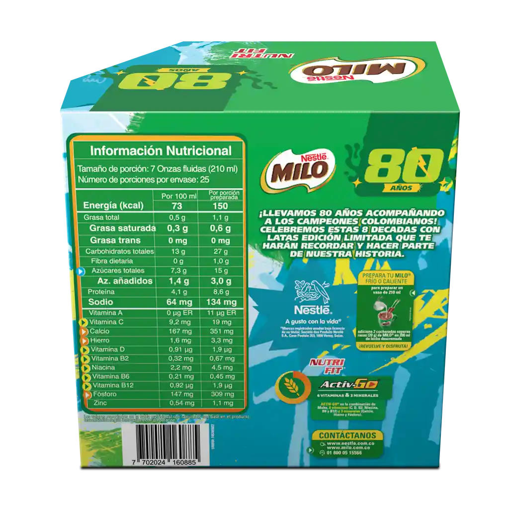 Bebida en polvo MILO NUTRI FIT x 500g gratis Lata Coleccionable