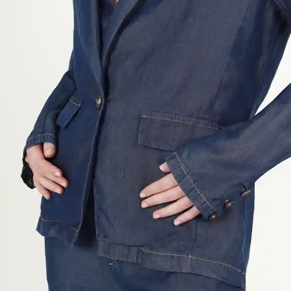 Chaqueta Tipo Denim Azul Talla S 547192