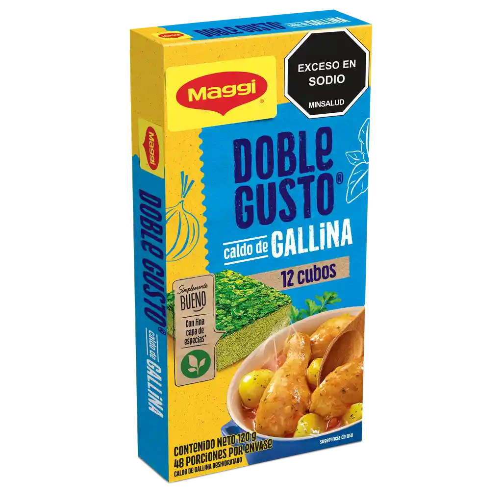 Caldo de Gallina MAGGI Doble Gusto 12 cubos x 120g