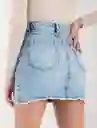 falda con rotos en denim azul indigo claro talla 10 mujer Naf-Naf