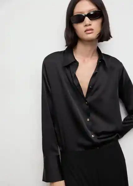 Camisa Ideale Negro Talla 18 Mujer Mango