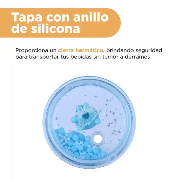 Vaso Plástico Con Pitillo de Serie Mini Family 600 mL Miniso