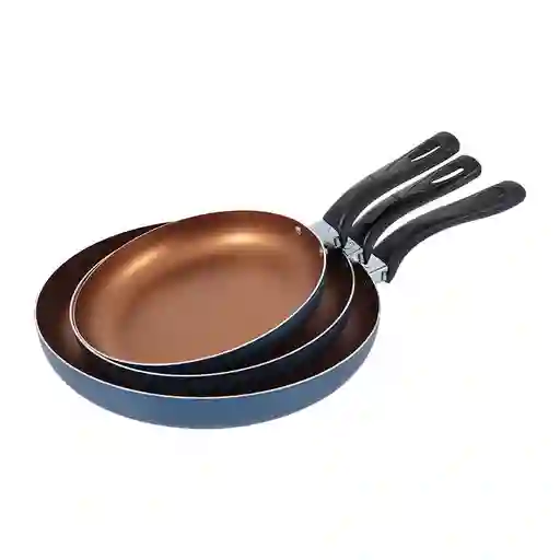Set X3 Sartenes Universal Gold Blue 18-20-24cms