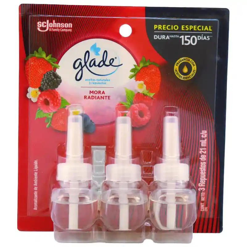 Glade Ambientador Aceites Naturales Repuesto x3 Mora Radiante 21 mL