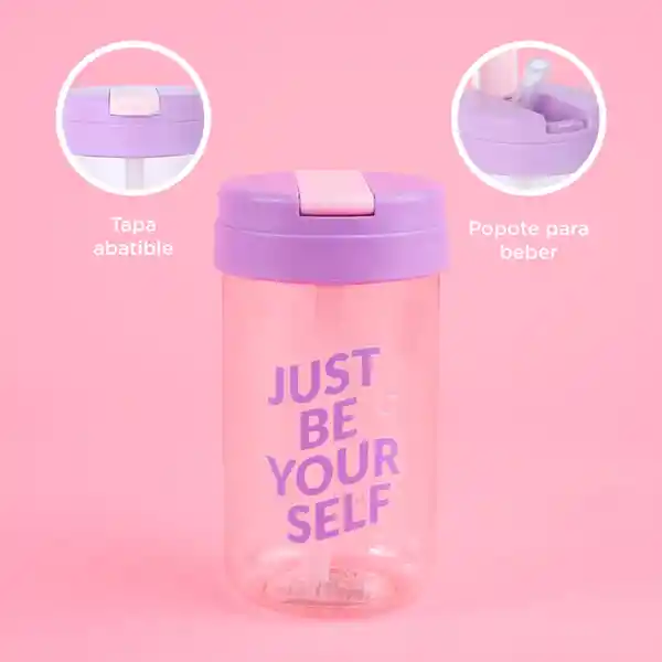 Vaso Plástico de Doble Pared Serie Dots Negro 450 mL Miniso
