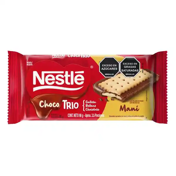 Nestlé Chocotrio Chocolate Con Galleta y Relleno de Maní 90 g