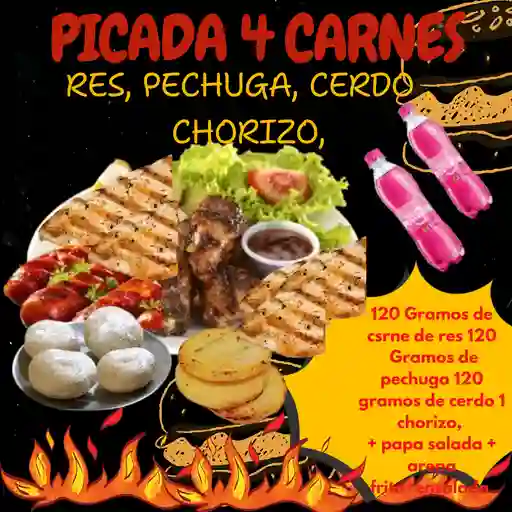 4 Carnes (res, cerdo, pechuga, chorizo)