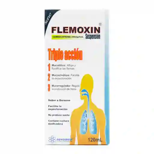Flemoxin Suspensión Sabor Durazno (250 mg / 5 mL)