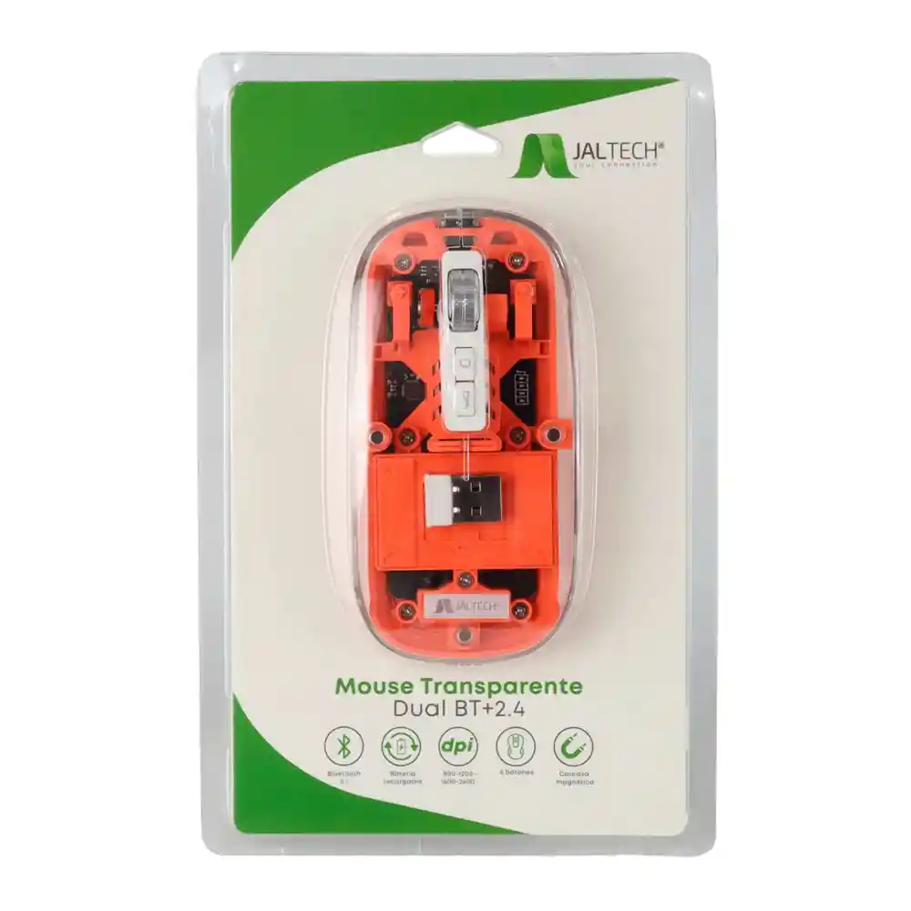 Mouse Dual Bt Naranja-transpa Jal Tech 8037202