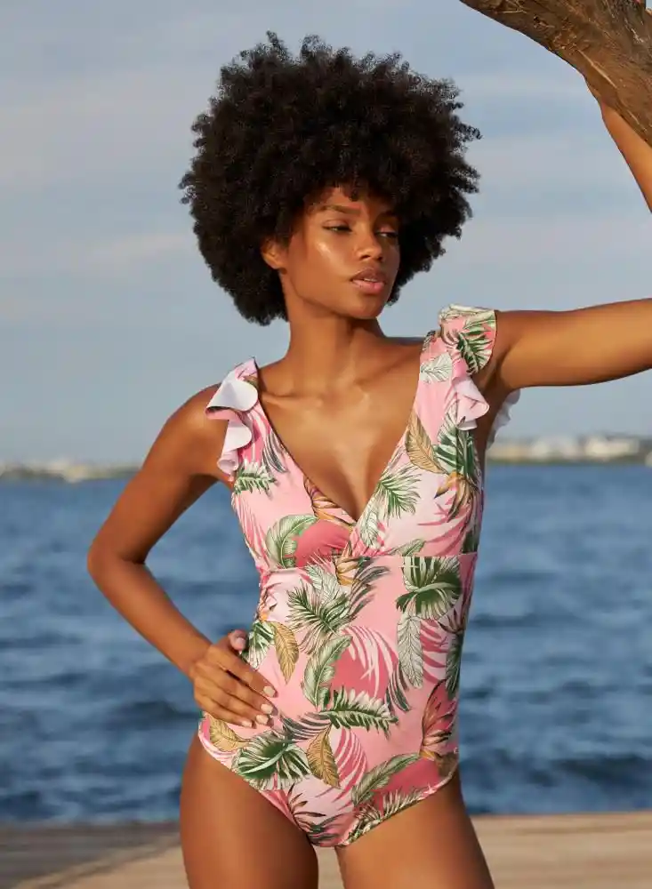 Vestido de Baño Entero M-rosado