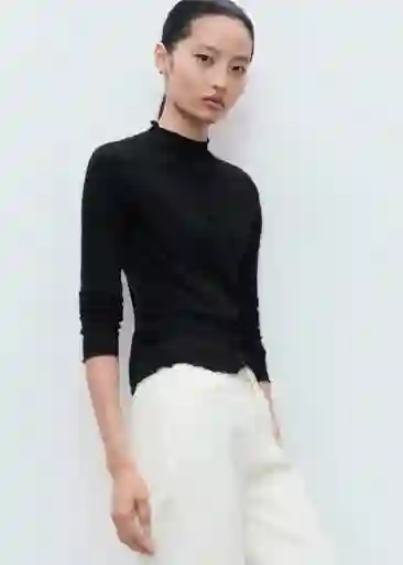 Camiseta Curlis Negro Talla L Mujer Mango
