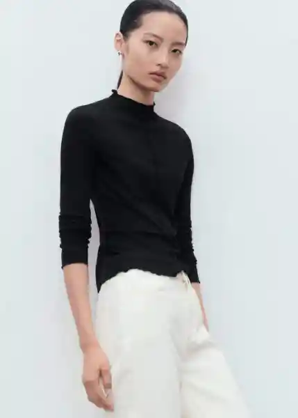 Camiseta Curlis Negro Talla L Mujer Mango
