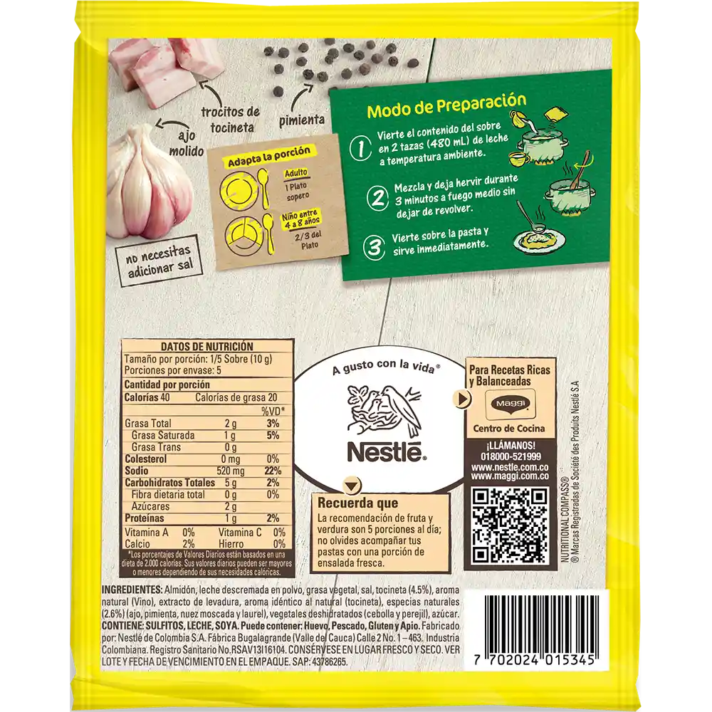 Salsa MAGGI para pasta Carbonara x 50g