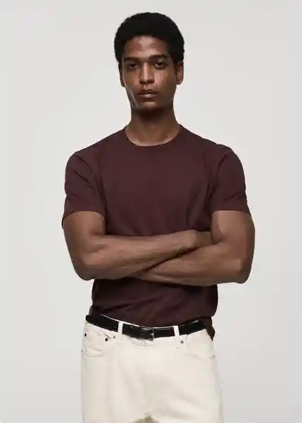 Camiseta Cherlo Burdeos Talla M Hombre Mango