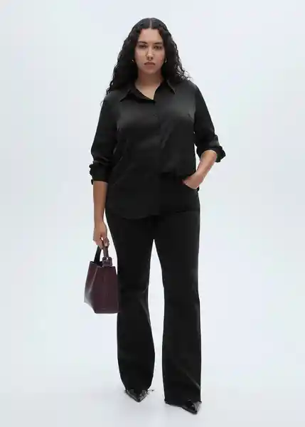 Camisa Ideale Negro Talla L Mujer Mango