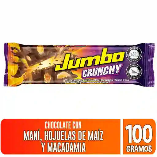 Crunchy Jumbo Chocolatina con Maní Hojuela se Maíz y Macadamia