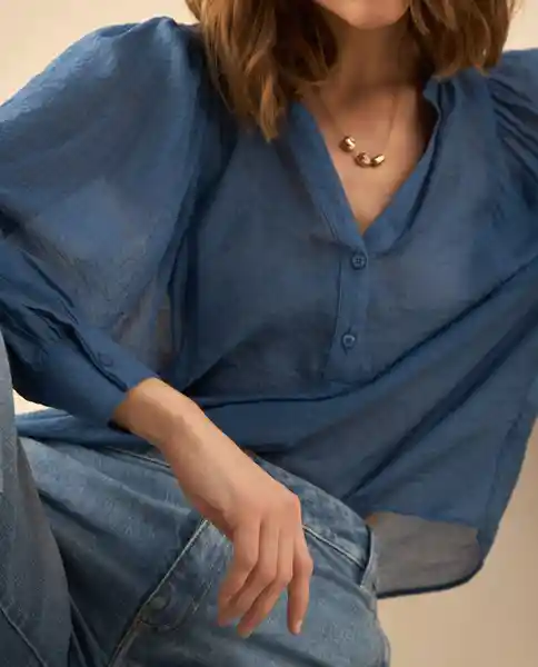 Camisa Azul Bahía Oscuro Talla XS 612G007 Esprit