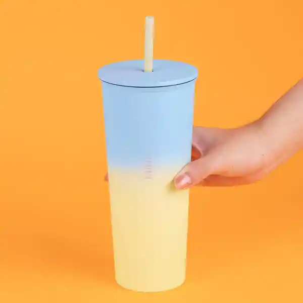 Vaso de Acero Inoxidable Con Pitillo Serie Gradient Miniso