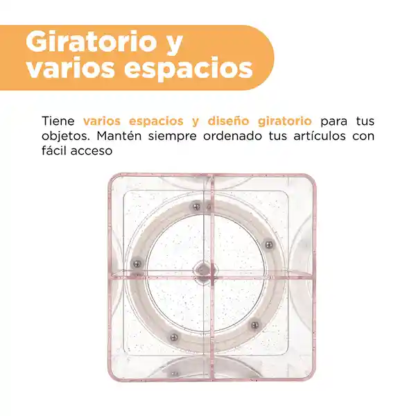 Organizador de Plástico Giratorio Rosa Miniso