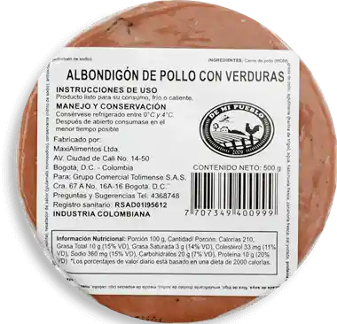 Albondigon Pollo Con Verduras