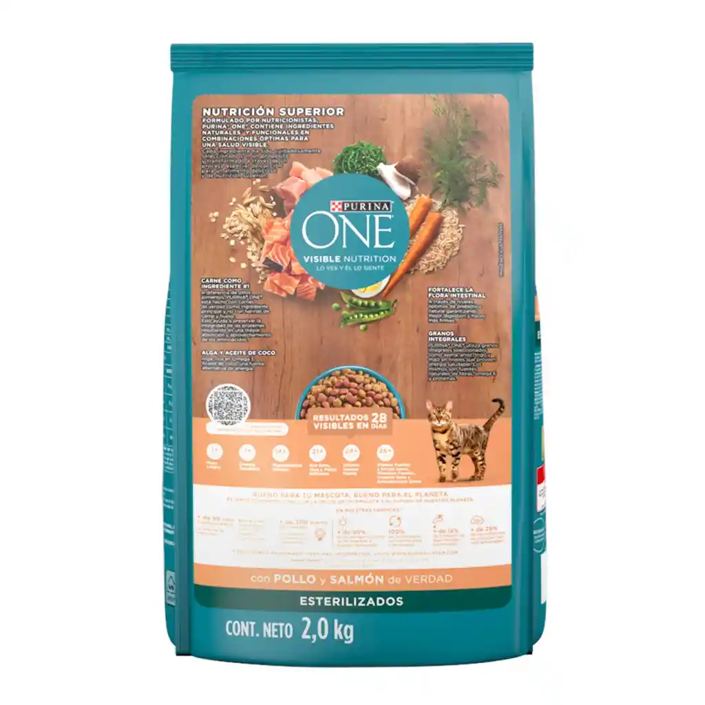 Comida para gatos Esterilizados Pollo y Salmón Purina One x 2kg