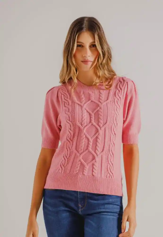 Tejido Cerrado Manga Corta S-rosado