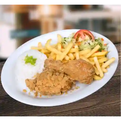 Bandeja con Pollo Broaster