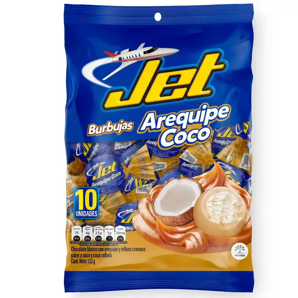 Jet Burbujas de Chocolate con Arequipe y Coco