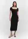 Vestido Maud Negro Talla 18 Mujer Mango