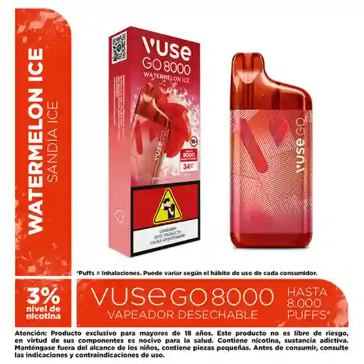 Vuse Go Vapeador Watermelon Ice 8000 Puffs 3%