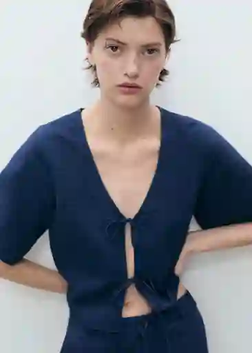 Top Naxos Azul Noche Talla S Mujer Mango