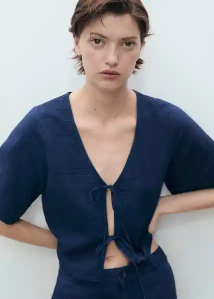 Top Naxos Azul Noche Talla S Mujer Mango