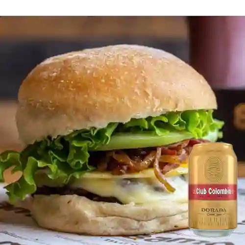 Combo Hamburguesa Barbacoa Doble + Club Cola Dorada Lata 330ml