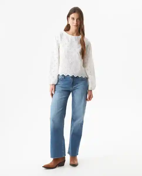 Blusa Eyelet Longsleeve Blanco 0 Claro Talla L Chevignon