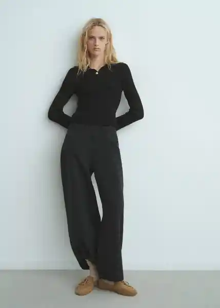 Saco Jersey Button Negro Talla S Mujer Mango