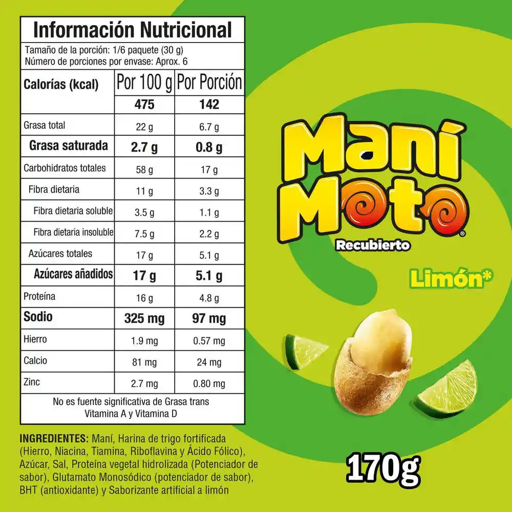 Mani Moto Maní Recubierto Sabor a Limón