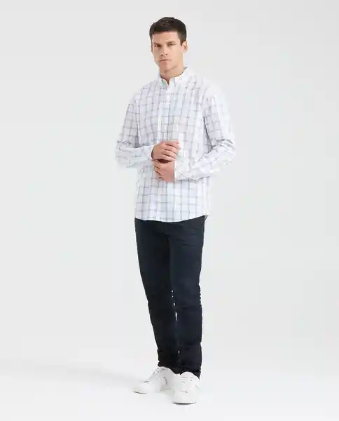 Camisa Button Down Plaid Masculino Blanco 0 Claro T. L Chevignon
