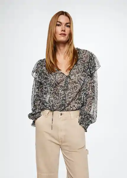 Blusa Paisley Asfalto Talla 28 Mujer Mango