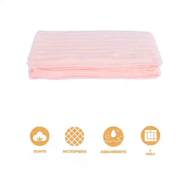 Toalla de Baño de Microfibra Acanalada Rosa Serie Miniso