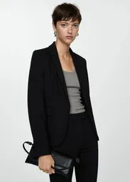 Blazer Paloma Negro Talla 44 Mujer Mango