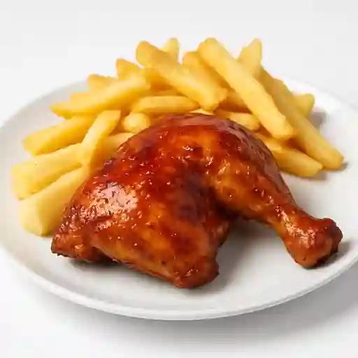 1/4 Pollo dorado en salsa bbq