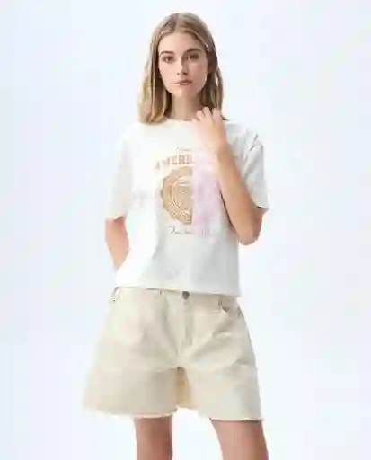Camiseta Mujer Crudo Talla L 601G001_CRU110606 Americanino