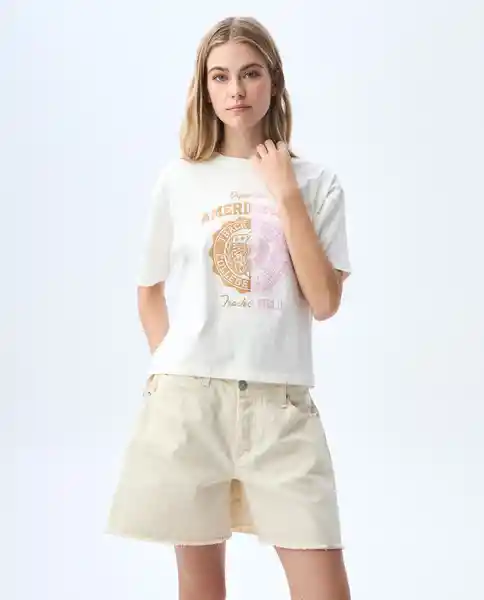Camiseta Mujer Crudo Talla L 601G001_CRU110606 Americanino