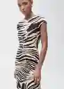 Vestido Zebri Crudo Talla L Mujer Mango