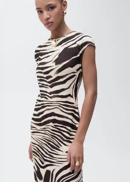 Vestido Zebri Crudo Talla L Mujer Mango