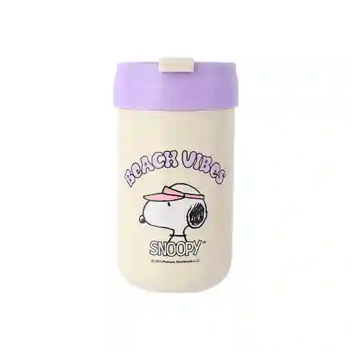 Termo Botella Aislante Con Tapa Abatible Snoopy 400 mL Miniso