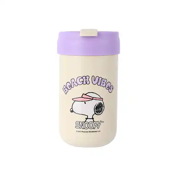 Termo Botella Aislante Con Tapa Abatible Snoopy 400 mL Miniso