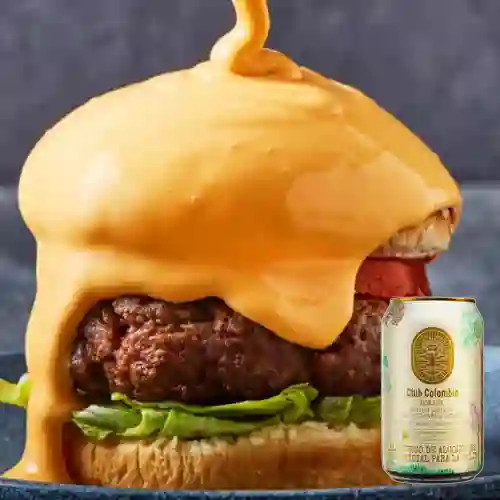Combo Burger Brutal Queso +Club col. Dorada 330 ml