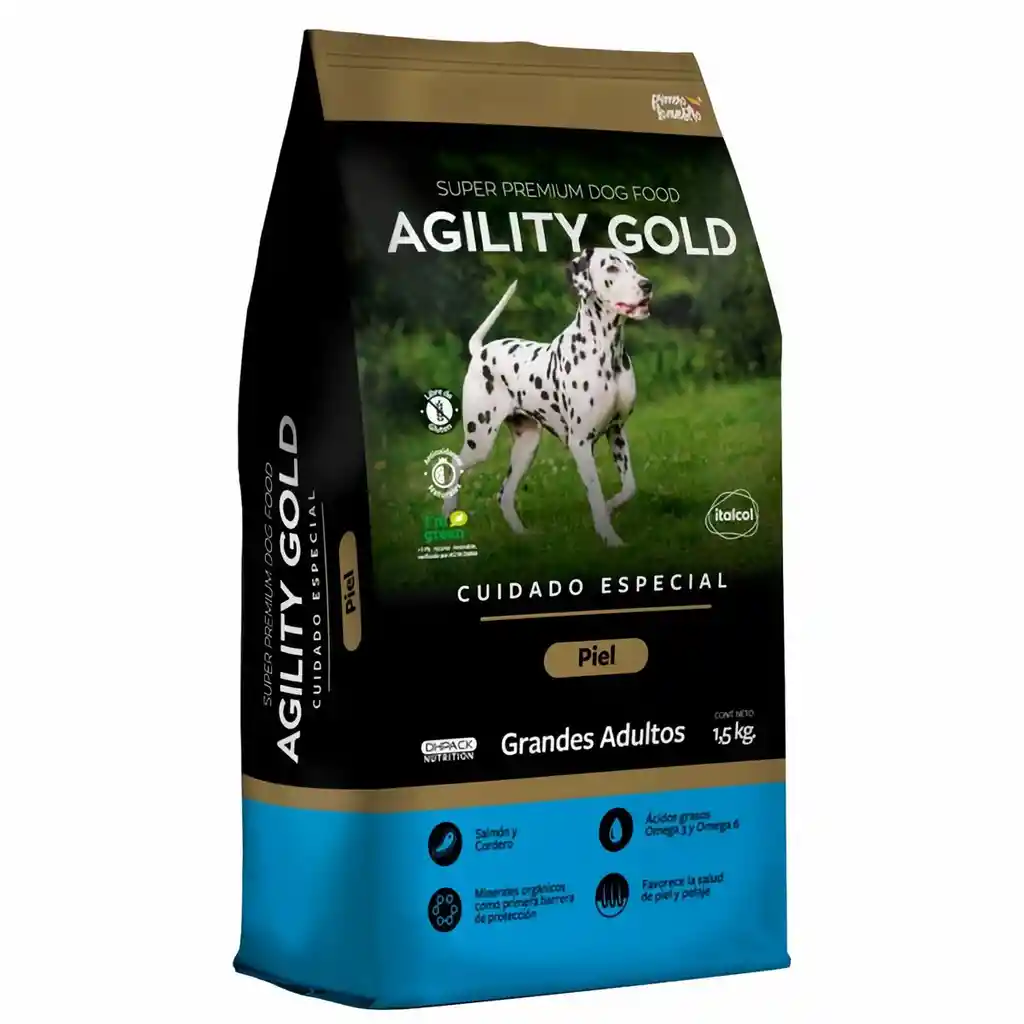 Agility Gold Alimento Para Perro Grandes Adultos Piel 1.5 Kg